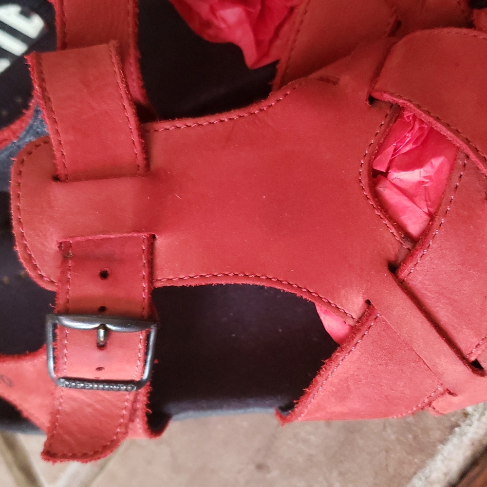 Mephisto Red Suede Sandals Size 9 - Picture 3 of 14